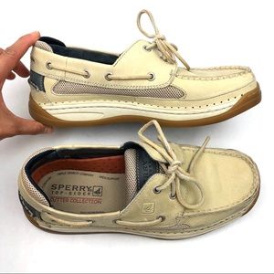 SPERRY Mens Tan Leather Boat Shoe, Size 9